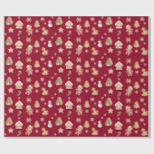 Red Gingerbread Man Feestelijke Kerstvakantie Cadeaupapier (Vlak)