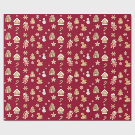 Red Gingerbread Man Feestelijke Kerstvakantie Cadeaupapier (Vlak)