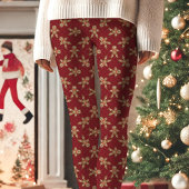 Red Gingerbread Man Polka Dot Christmas Leggings