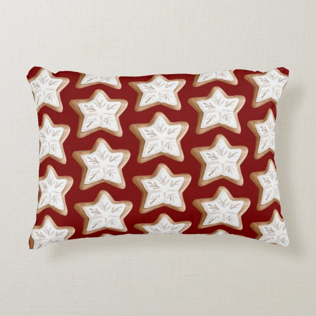 Red Gingerbread Star Cookie Christmas Accent Kussen (Voorkant)