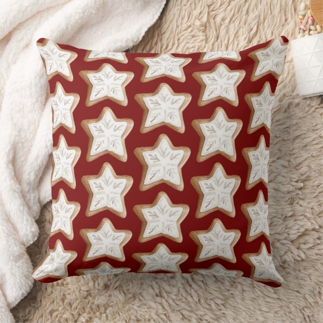 Red Gingerbread Star Cookie Christmas Kussen (Deken)