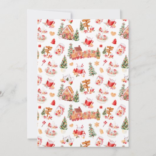 Red Gingerbrood House Birthday Party Kaart (Achterkant)