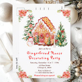 Red Gingerbrood House Decorting Party Briefkaart