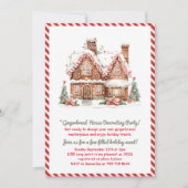 Red Gingerbrood House Decorting Party Kaart (Voorkant)