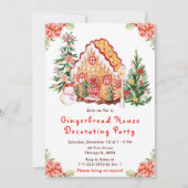Red Gingerbrood House Decorting Party Kaart (Voorkant)