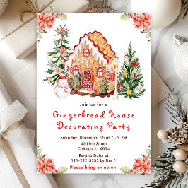 Red Gingerbrood House Decorting Party Kaart