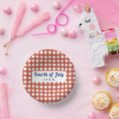 Red Gingham 4 juli Red White en Blue Papieren Kommen (Feest)