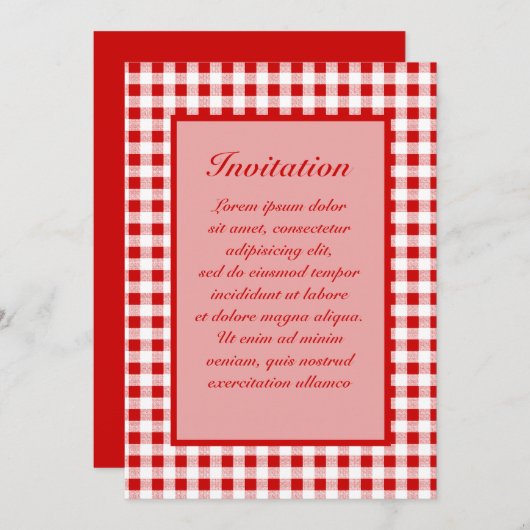 Red Gingham + aangepaste kleur Kaart (Voorkant / Achterkant)