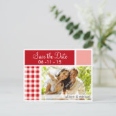 Red Gingham Aankondigingskaart (Staand voorkant)