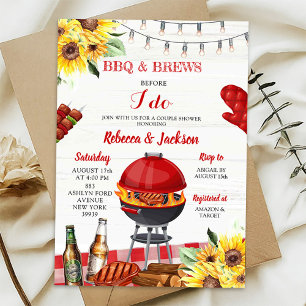 Red Gingham Achtertuin BBQ en Brews Couples Douche Kaart