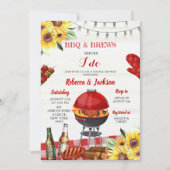 Red Gingham Achtertuin BBQ en Brews Couples Douche Kaart (Voorkant)