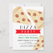 Red Gingham Adult Pizza Party Verjaardag Kaart (Voorkant)