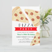 Red Gingham Adult Pizza Party Verjaardag Kaart (Staand voorkant)