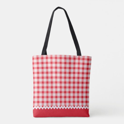 Red Gingham All Over Print Canvas tas (Achterkant)