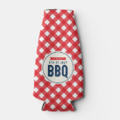 Red Gingham and Blue 4 juli BBQ Flesjeskoeler (Voorkant)