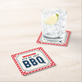 Red Gingham and Blue 4 juli BBQ Kartonnen Onderzetters (Insitu)
