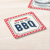 Red Gingham and Blue 4 juli BBQ Kartonnen Onderzetters (Schuin)