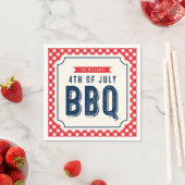 Red Gingham and Blue 4 juli BBQ Servetten (Insitu)