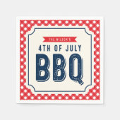 Red Gingham and Blue 4 juli BBQ Servetten (Voorkant)
