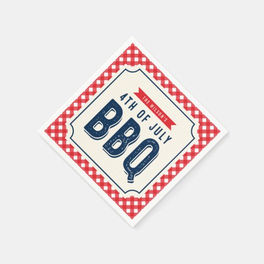 Red Gingham and Blue 4 juli BBQ Servetten (Hoek)