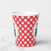 Red Gingham and Blue Baby shower BBQ Papieren Bekers (Rechts)