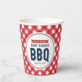 Red Gingham and Blue Baby shower BBQ Papieren Bekers (Voorkant)