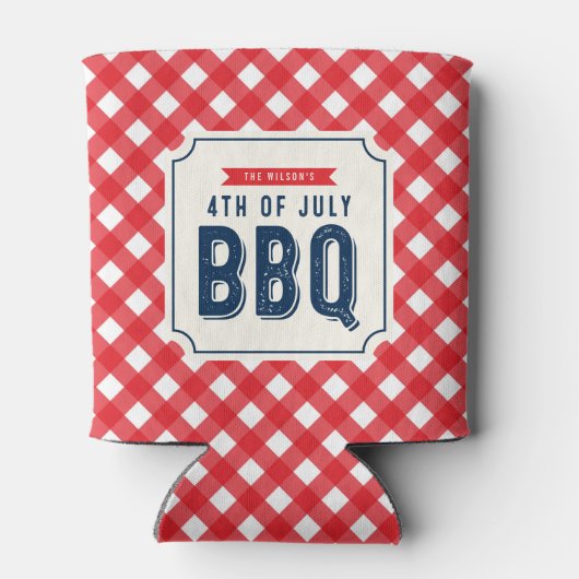 Red Gingham and Blue Fourth of Juli BBQ Blikjeskoeler (Achterkant)