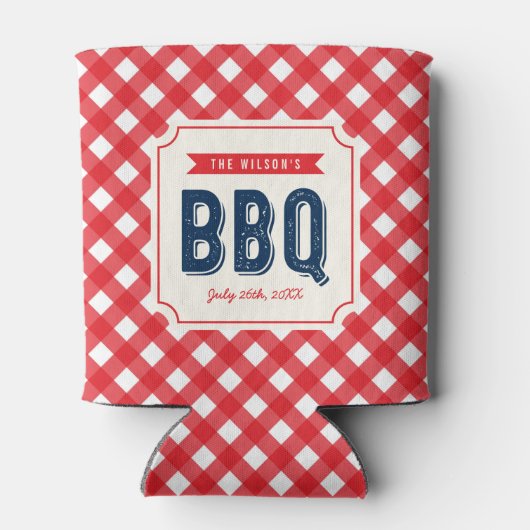 Red Gingham and Blue Summer BBQ Blikjeskoeler (Achterkant)