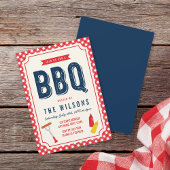 Red Gingham and Blue Summer BBQ Kaart