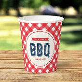 Red Gingham and Blue Summer BBQ Papieren Bekers