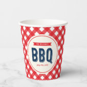 Red Gingham and Blue Summer BBQ Papieren Bekers (Voorkant)