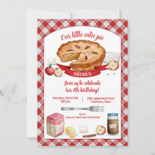 Red Gingham Apple Cutie Pie Birthday Party Kaart