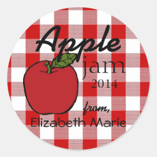 Red Gingham-Apple Jam Ronde Sticker