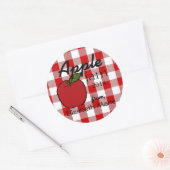 Red Gingham-Apple Jam Ronde Sticker (Envelop)