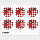 Red Gingham-Apple Jam Ronde Sticker (Vel)