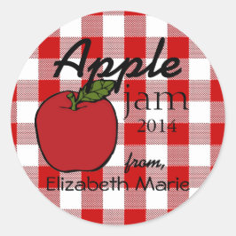 Red Gingham-Apple Jam Ronde Sticker