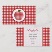 Red Gingham Apple Mode Teacher Visitekaartje (Voorkant / Achterkant)