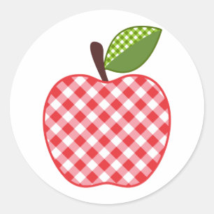 Red Gingham Apple Ronde Sticker