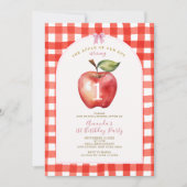 Red Gingham Apple van ons baby shower Kaart (Voorkant)