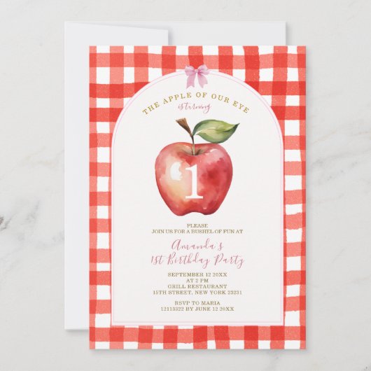 Red Gingham Apple van ons baby shower Kaart (Voorkant)