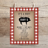 Red Gingham Baby Q-Baby shower Kaart