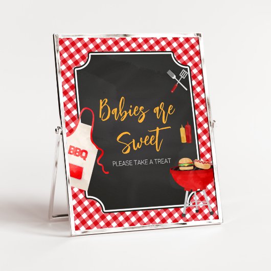 Red Gingham BBQ Baby shower Baby's zijn zoet Poster