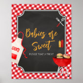 Red Gingham BBQ Baby shower Baby's zijn zoet Poster (Voorkant)