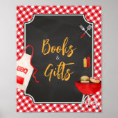 Red Gingham BBQ Baby shower boeken en geschenken Poster (Voorkant)