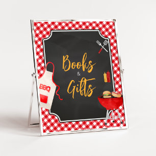 Red Gingham BBQ Baby shower boeken en geschenken Poster
