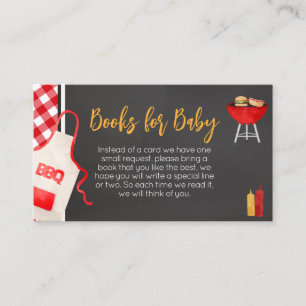 Red Gingham BBQ Baby shower Boeken voor Baby Informatiekaartje