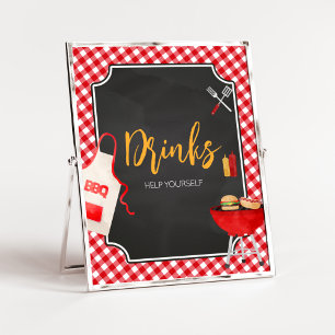 Red Gingham BBQ Baby shower Drinken Poster