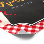 Red Gingham BBQ Baby shower Drinken Poster (Hoek)