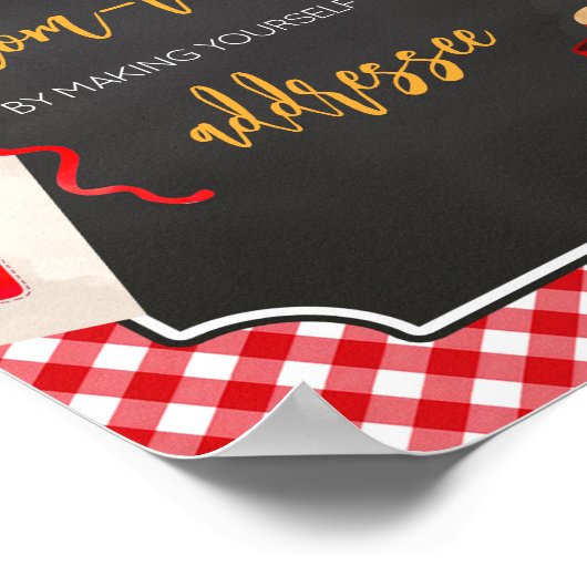 Red Gingham BBQ Baby shower Envelope Station Poster (Hoek)