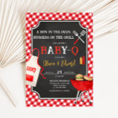 Red Gingham BBQ Baby shower Kaart
